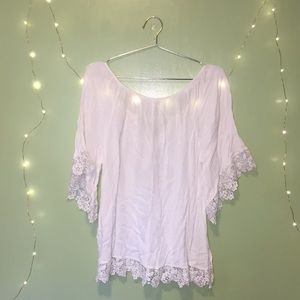 white tunic w lace trim